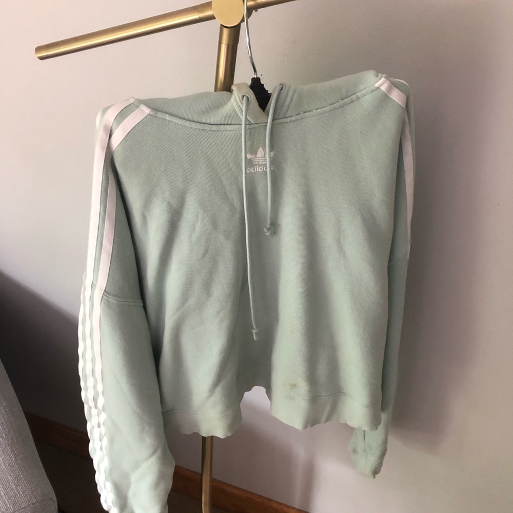 Teal Adidas Cropped Hoodie